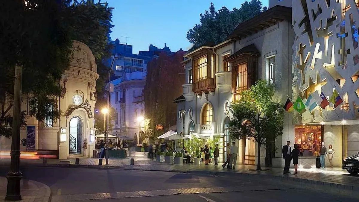 Night street scene in Santiago